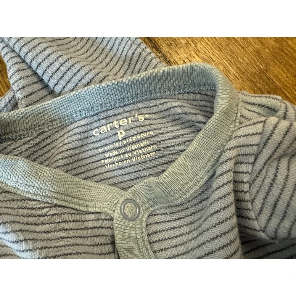 Carters Preemie Baby Boy Sleeper‎ Outfit Romper Blue Dump Truck Reborn Doll